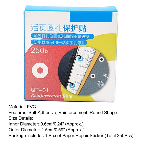 Hadanceo Paper Hole Sticker Portable 250Pcs Waterproof Reinforcement Labels Sticky Practical School Supplies