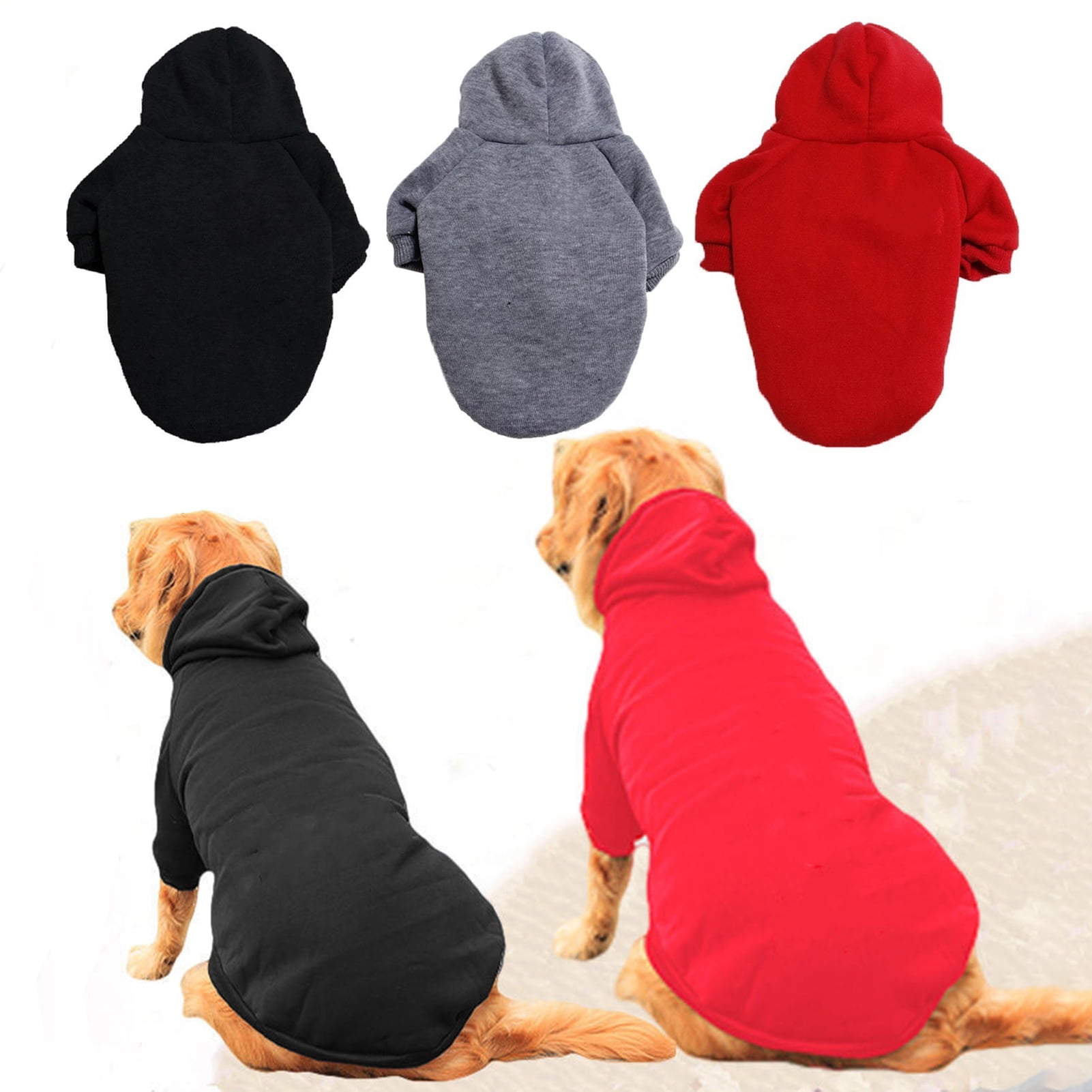 Hadanceo Pet Hoodie Spring Autumn Winter Soft Thick Cozy Solid Color