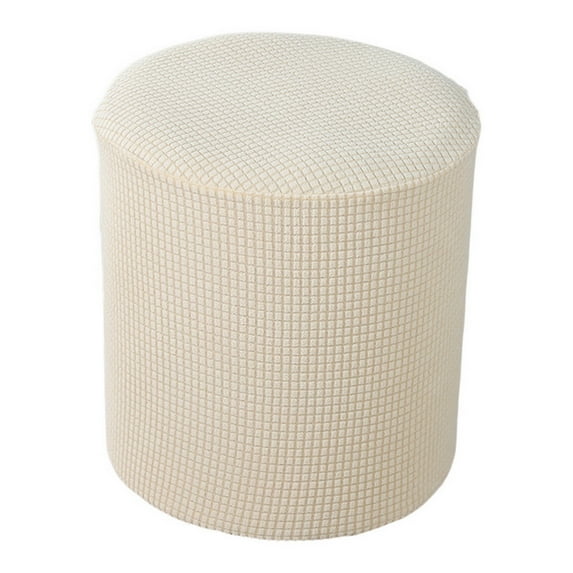 Hadanceo Stool Cover Solid Color Dust-proof Elastic Binding Design Polyester Stretch Square/Round Footstool Protector Cover