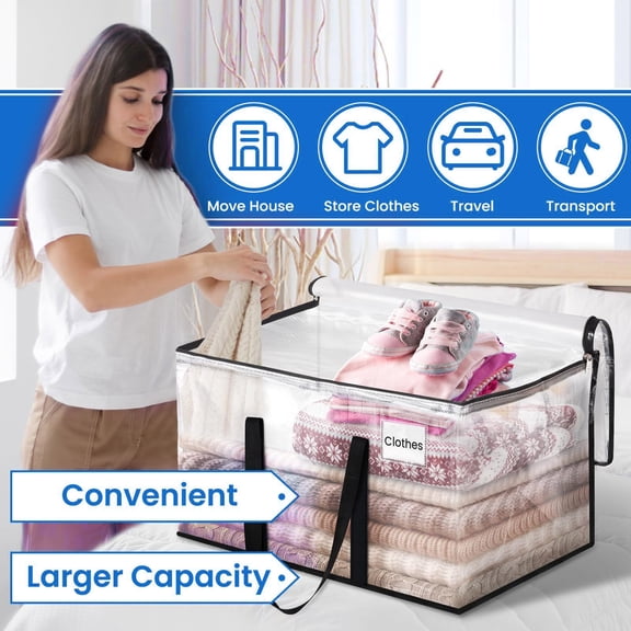 Hadanceo Storage Tote Bag Clothes Quilt Moving Bag with Reinforced Handle Zipper Closure Large Capacity Waterproof Bag