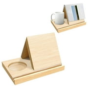 Hadanceo Triangular Bookshelf Stable Structure Wooden Book Stand with Cup Holder And Tablet Slot for Bedroom