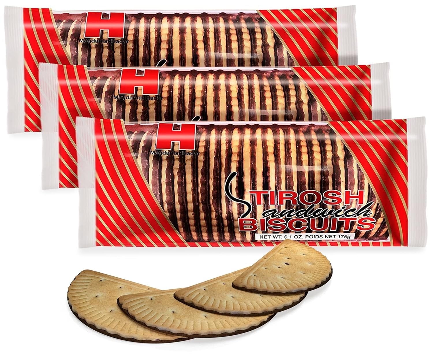 Hadar Dark Chocolate Covered Biscuits 6.1oz 3 Pack Half Moon Shaped Tea Biscuit Covered in Heavenly Dairy Free Chocolate Kosher - Dairy Free By Hadar Tirosh