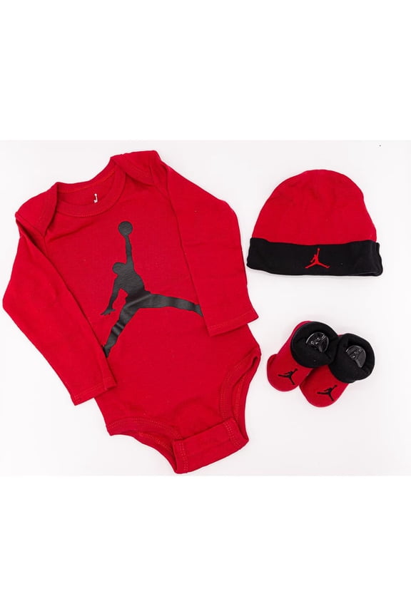 20 Jordan Basic Long Sleeve 3Pc Set Gym Red 6-12M