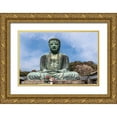 thumbnail image 1 of Haddad, Sheila 32x23 Gold Ornate Wood Framed with Double Matting Museum Art Print Titled - The Great Buddha-Daibutsu-offerings in front-blue sky above in Kamakura-Japan, 1 of 4
