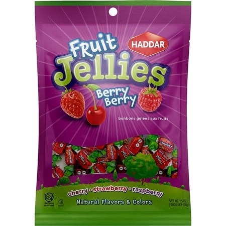 Haddar Cherry, Strawberry and Raspberry Fruit Jellies 3.5oz 3 Pack, Gluten Free, Nothing Artificial