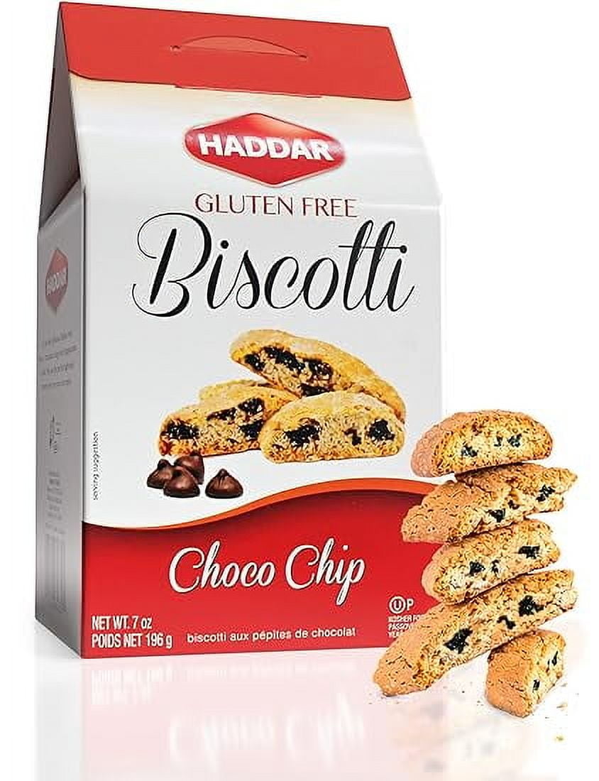 Haddar Gluten Free Chocolate Chip Biscotti, 7 oz, Grain Free, Rich Tasting, Elegant Packaging, Certified Kosher For Passover