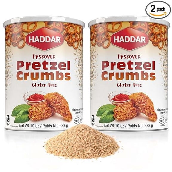 Haddar Gluten Free Pretzel Crumbs 10oz (2 Pack) | Perfect for Coating Poultry, Fish, and More Fried Favorites, Kosher for Passover
