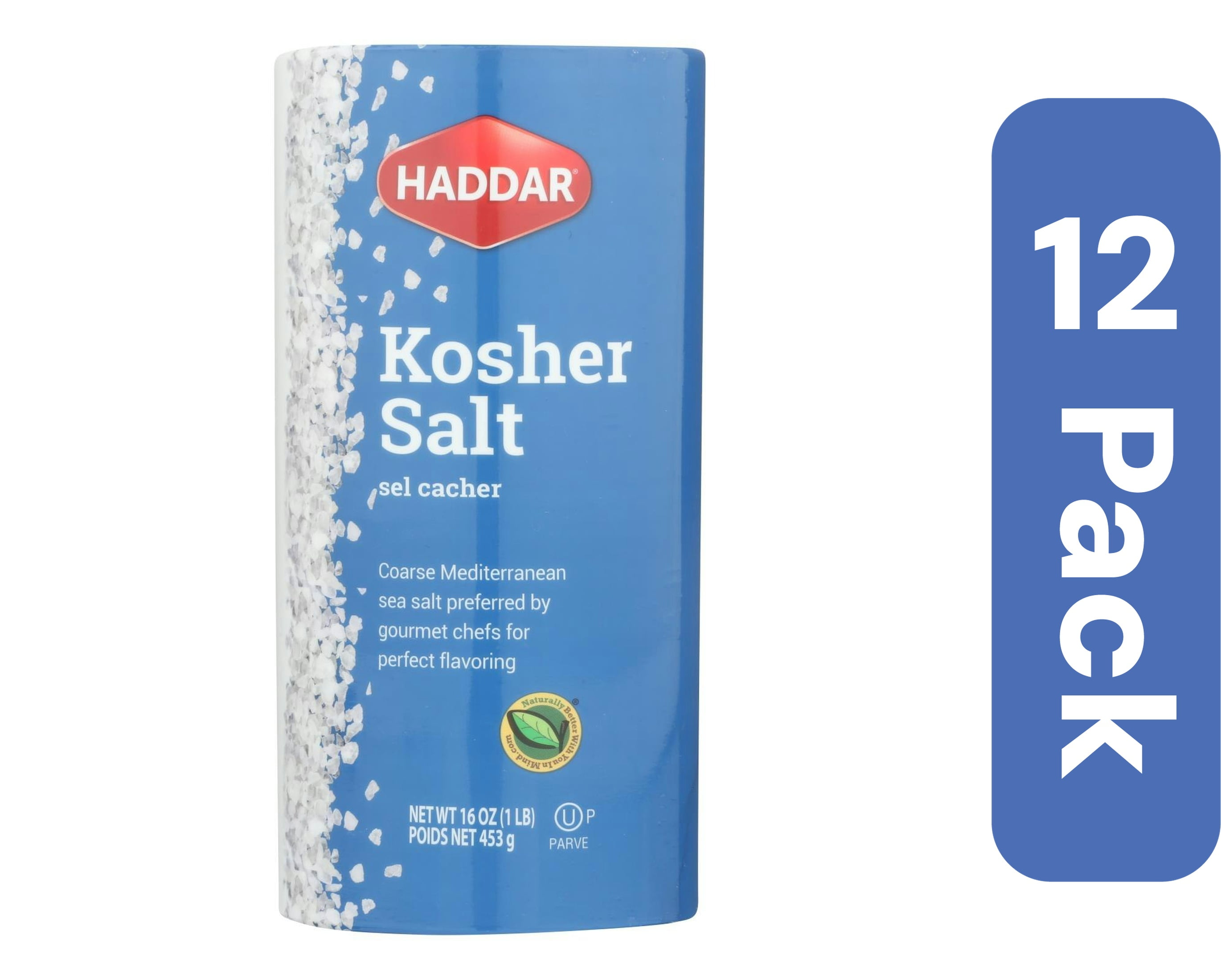 Haddar Kosher Salt 16 oz (Pack of 12)