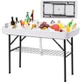 Haddockway Folding Ice Cooler Table with Drain&Grid Frame,Portable