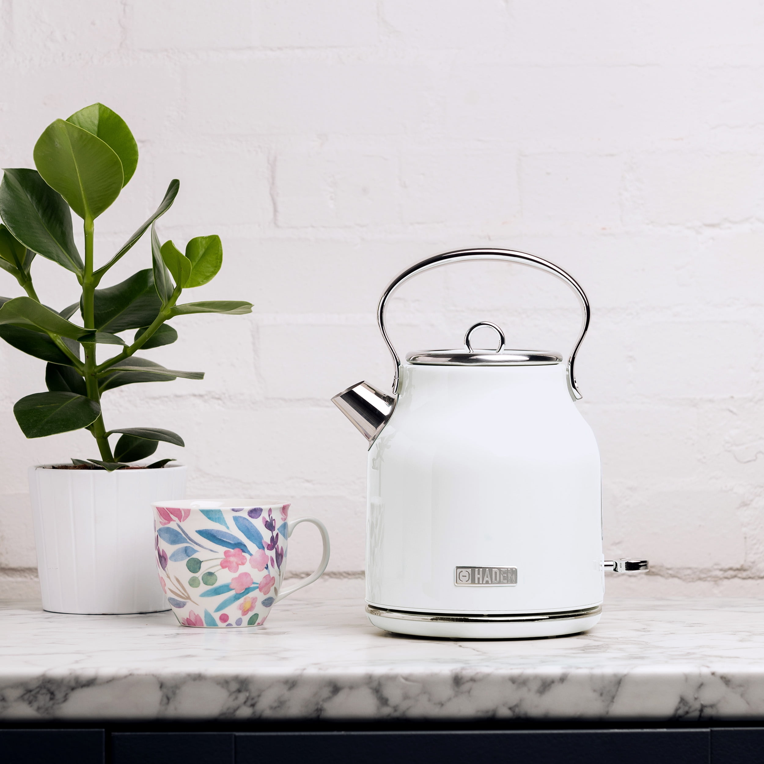 Ivory Stainless Steel 1.8 qt Electric Kettle with Comfort Grip
