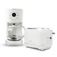 thumbnail image 1 of Haden 12 Cup Coffee Maker with 2 Slice Stainless Steel Bread Toaster, White, 1 of 10