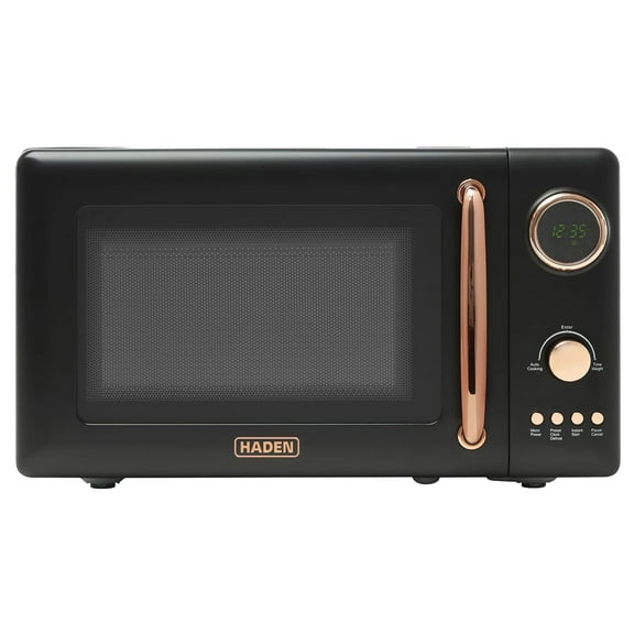 Haden 700W 0.7 Cubic Foot Microwave Oven w/ Digital Controls, Black/Copper
