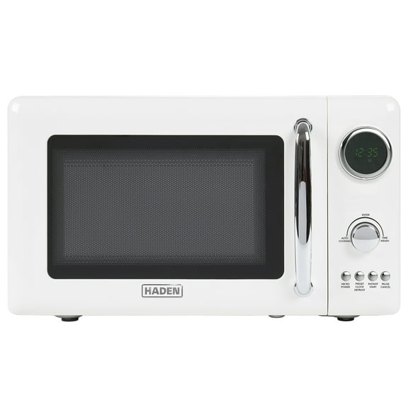 Haden 700W 0.7 Cubic Foot Microwave Oven w/ Digital Controls, Ivory/Chrome