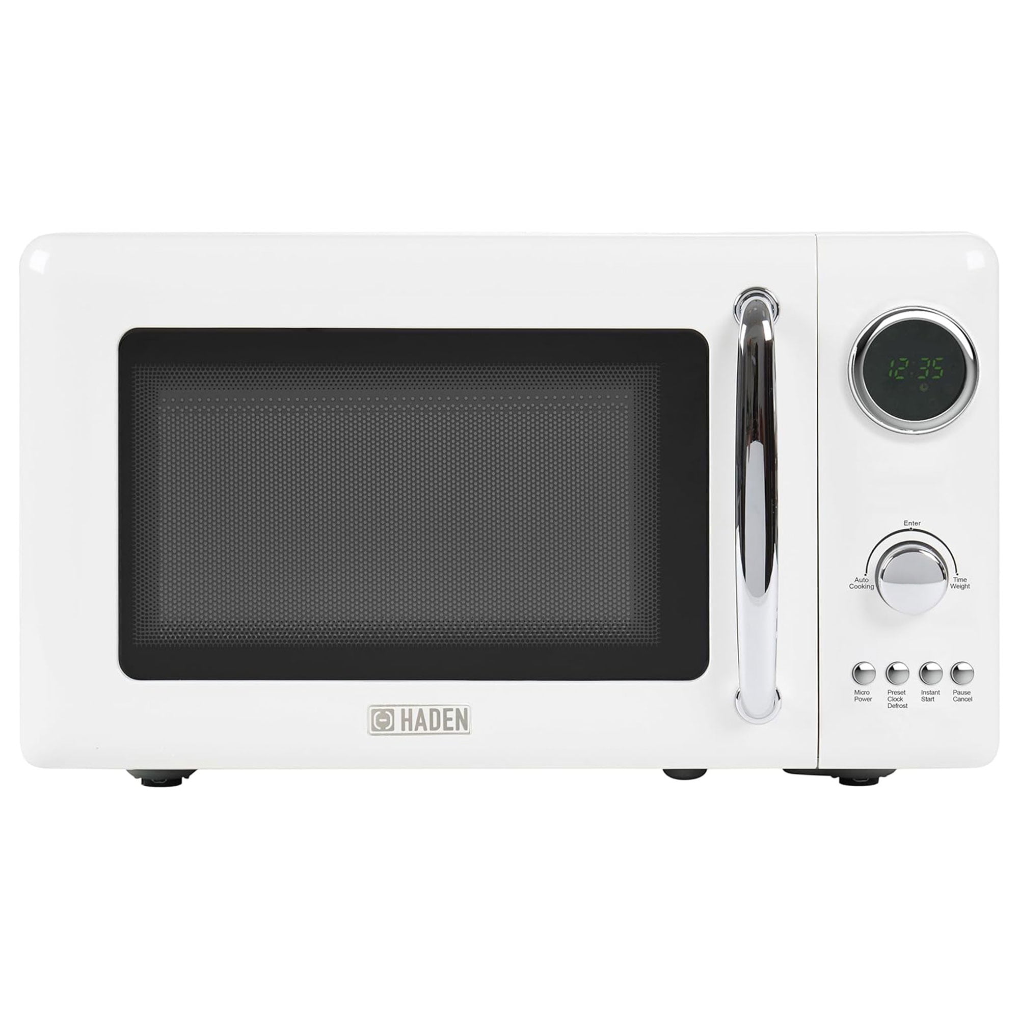 Ivory Stainless Steel Compact Countertop Microwave Oven