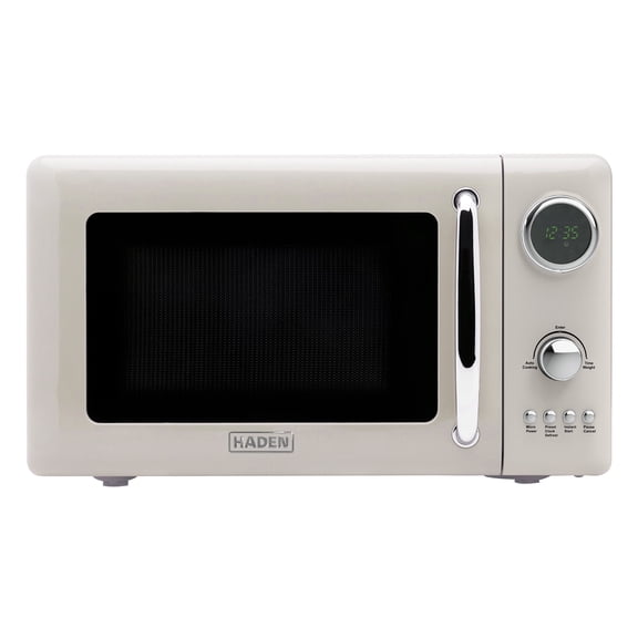 Haden 700W 0.7 Cubic Foot Microwave Oven w/ Digital Controls, Putty/Chrome