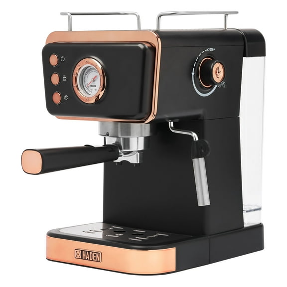 Haden Barista Brew Espresso Coffee Machine w/Froth Function, Black & Copper