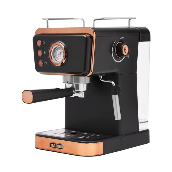 Haden Barista Brew Espresso Coffee Machine w/Froth Function, Black & Copper