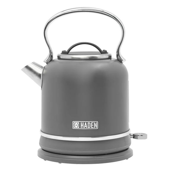 Haden Chelsea 1.7 Liter Electric Water Kettle with Base, Grey & Chrome
