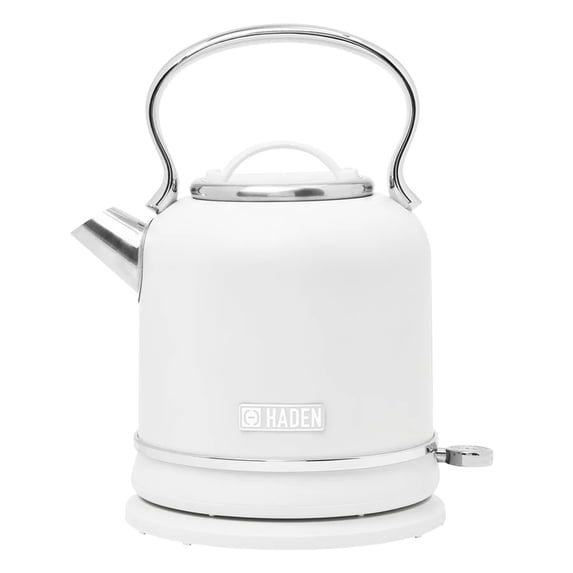 Haden Chelsea 1.7 Liter Electric Water Kettle with Base, Ivory & Chrome