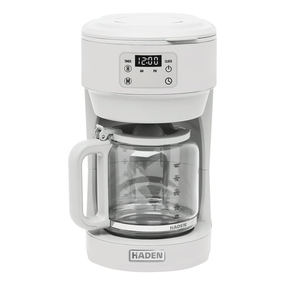 Haden Chelsea 10 Cup Digital Drip Coffee Maker with Glass Carafe, Ivory