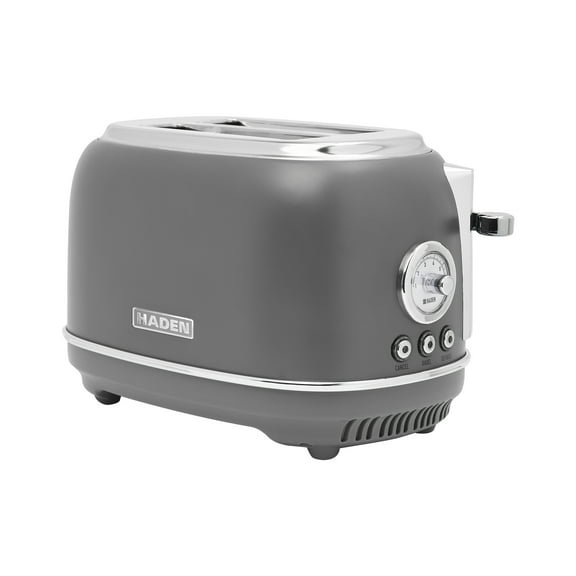 Haden Chelsea Stainless Steel 2 Slice Toaster, Extra Wide Slots, Grey & Chrome