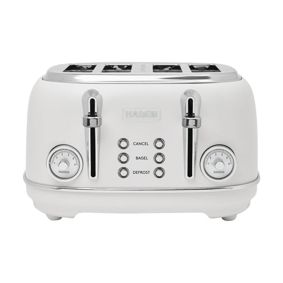 Haden Chelsea Stainless Steel 4 Slice Toaster w/Extra Wide Slots, Ivory