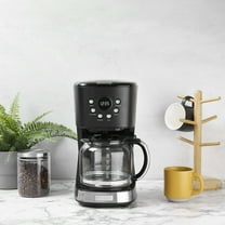 Haden Coffee Machine, 12 Cup Programmable Coffee Maker, Black & Chrome