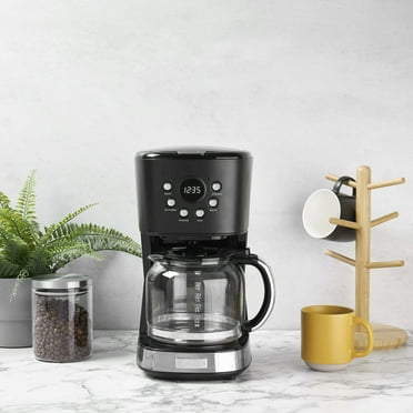 Haden Coffee Machine, 12 Cup Programmable Coffee Maker, Black & Chrome