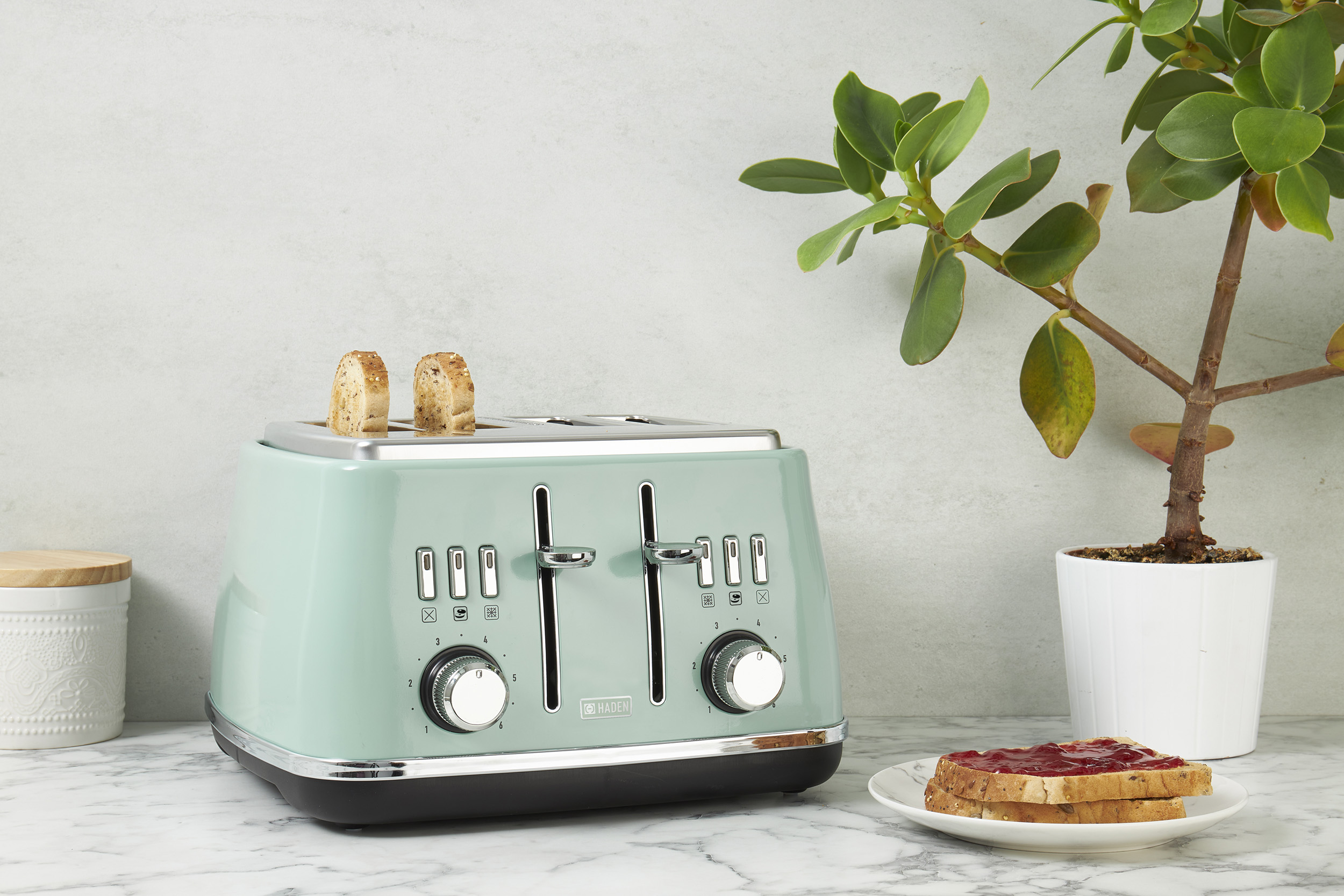 Haden Cotswold 4Slice Wide Slot Toaster, Sage 75100