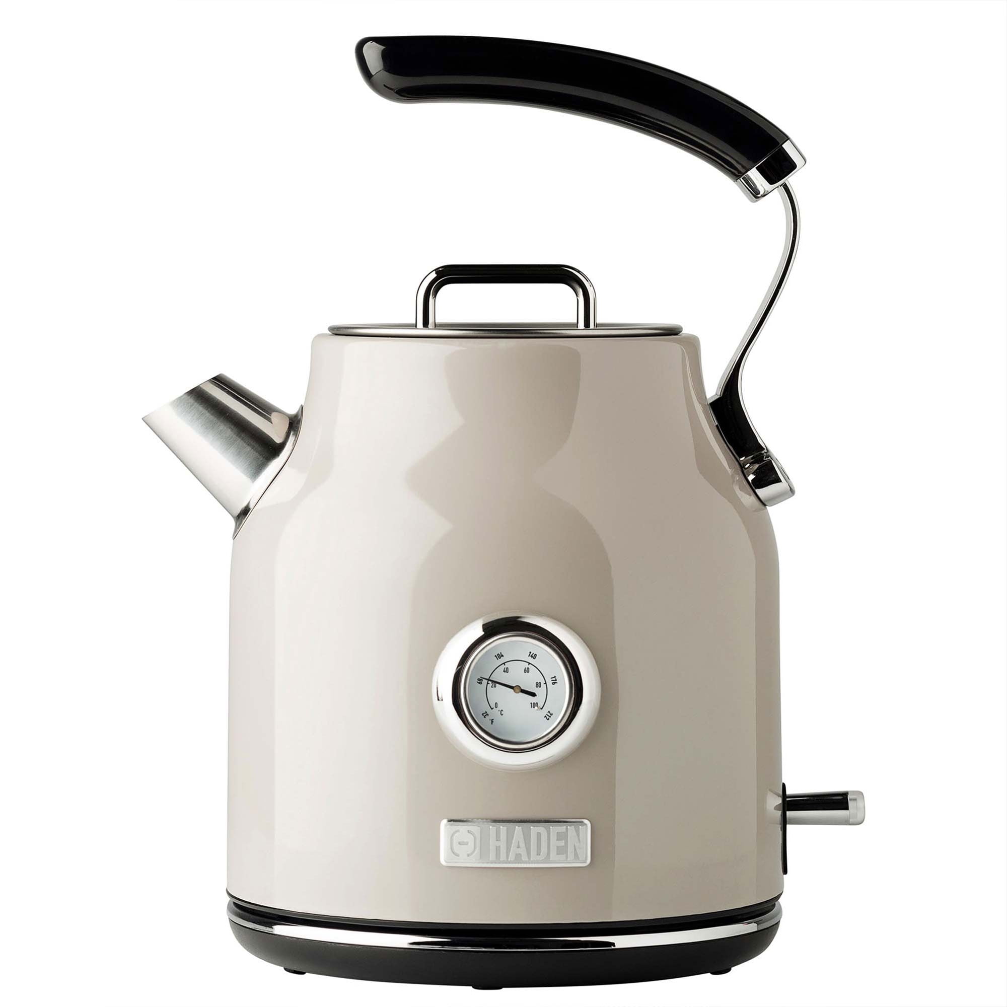 Putty Beige Stainless Steel Electric Kettle with Temperature Gauge