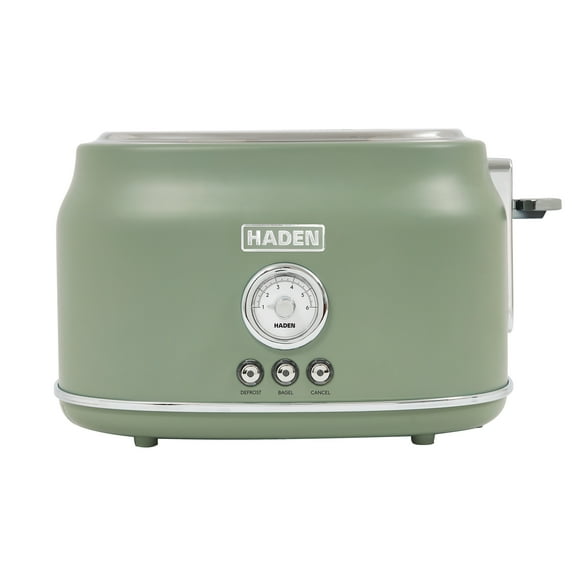 Haden Dorset 2 Slice Wide Slot Stainless Steel Toaster, Cedar Green/Chrome