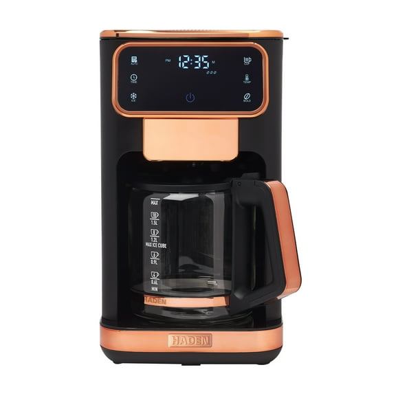 Haden Dual Brew 12 Cup Hot and Ice Digital Brew Coffee Maker, Black/Copper