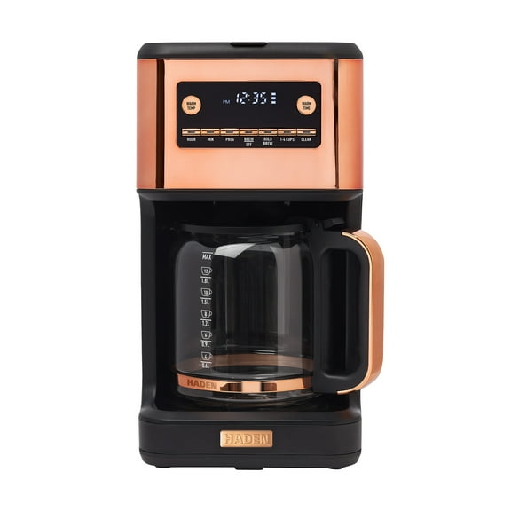 Haden Generous Brew 14 Cup Programmable Digital Coffee Maker, Black/Copper