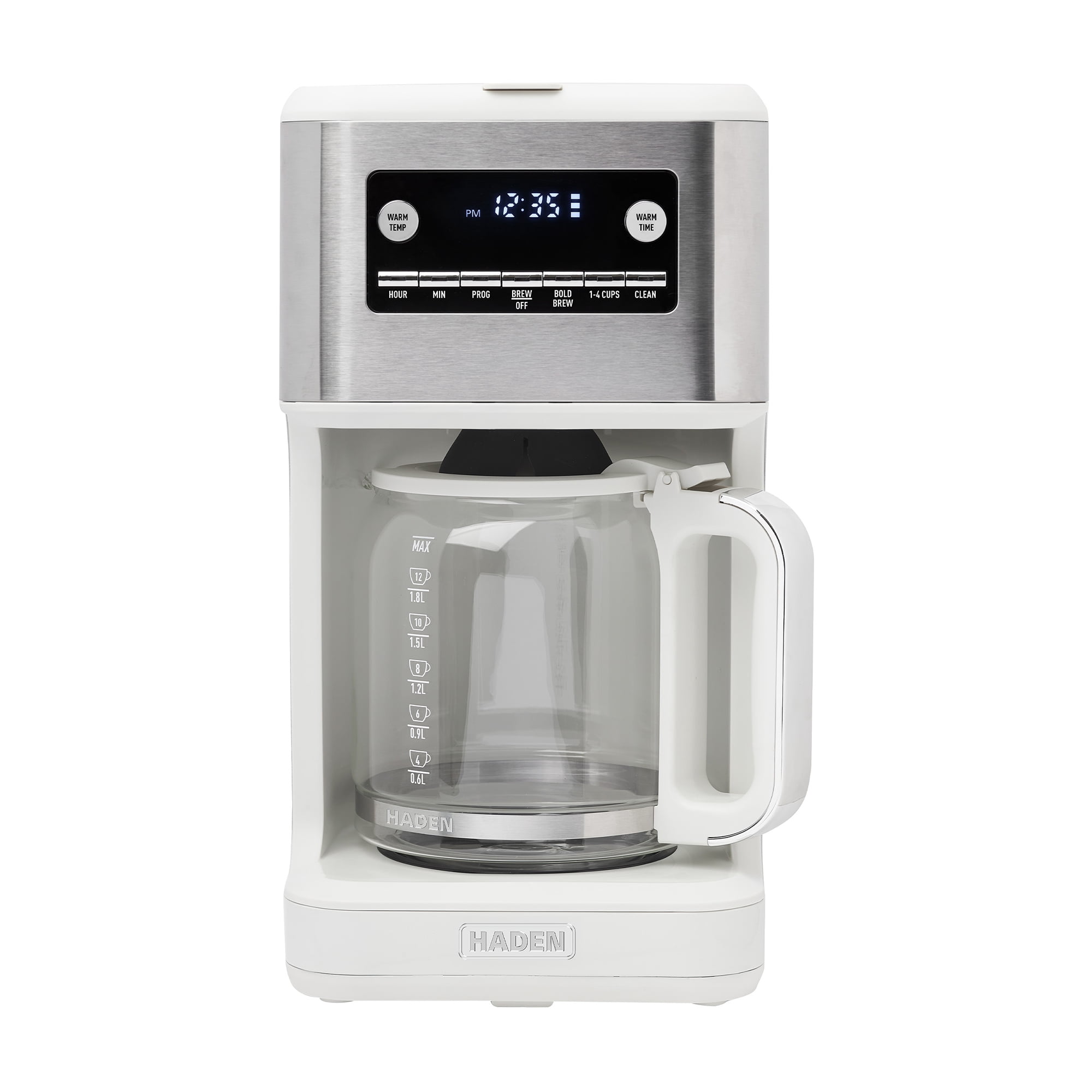 Haden Generous Brew 14 Cup Programmable Digital Coffee Maker, Ivory/Chrome