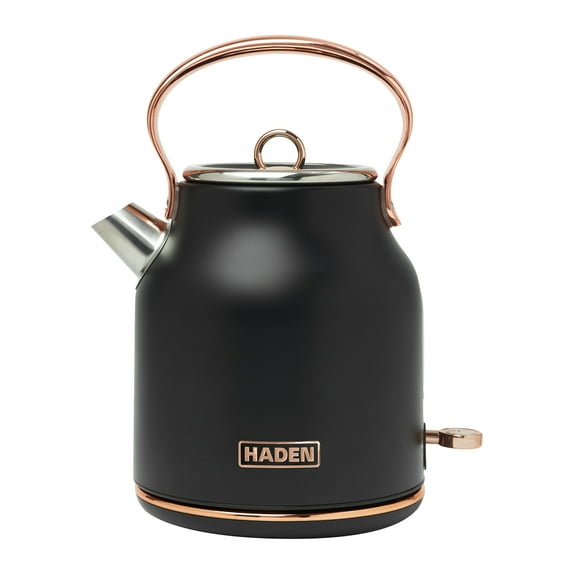 Haden Heritage 1.7 Liter Stainless Steel Electric Kettle, Black / Copper - 75041