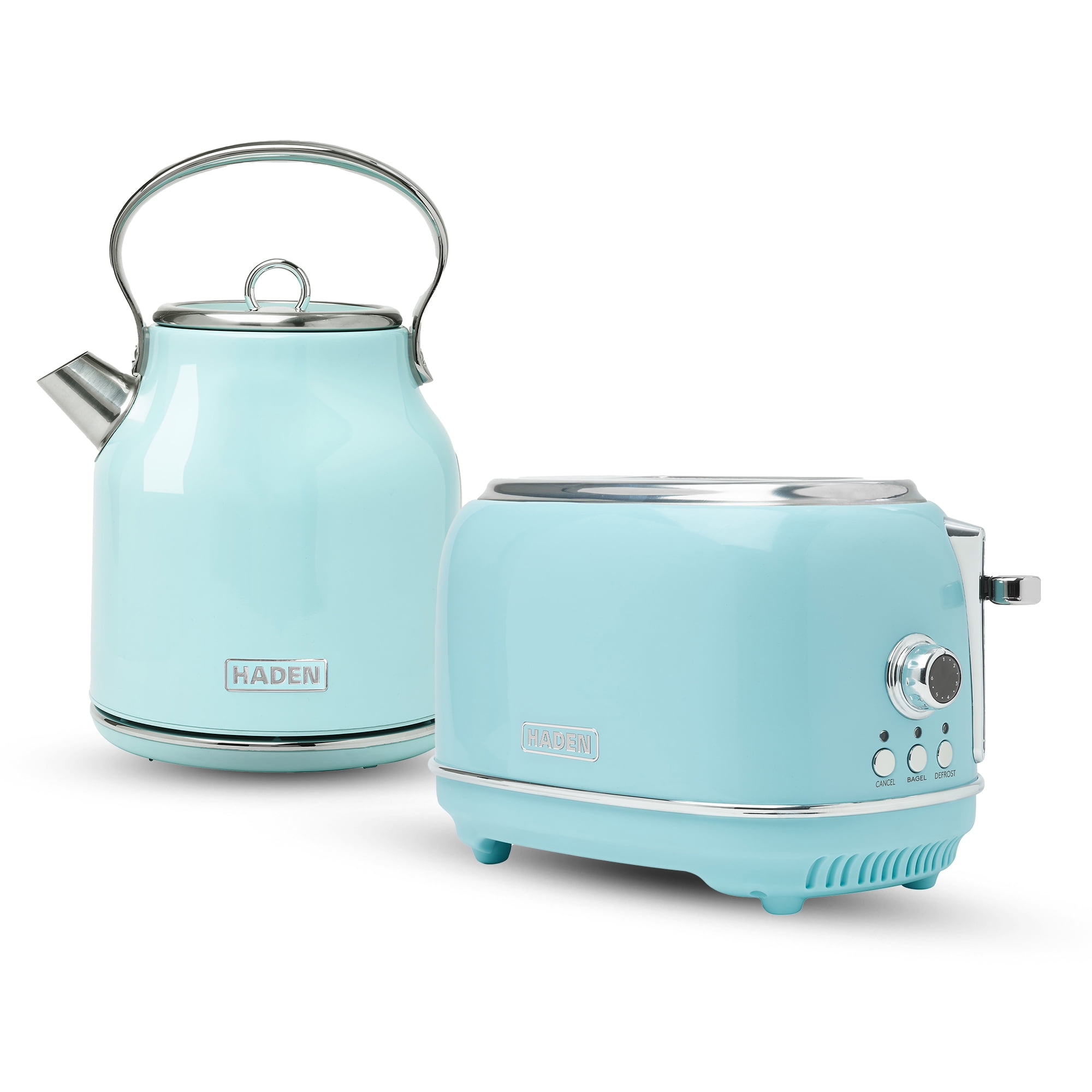 Haden Heritage 1.7 Liter Stainless Steel Kettle with Toaster, Turquoise