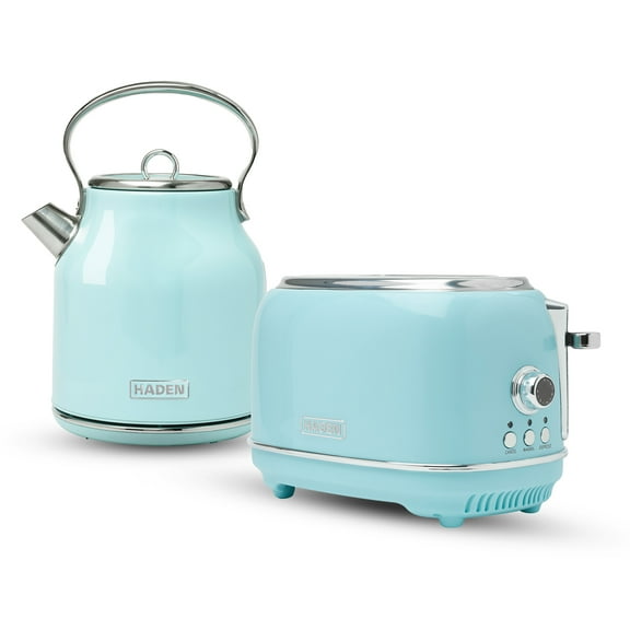 Haden Heritage 1.7 Liter Stainless Steel Kettle with Toaster, Turquoise