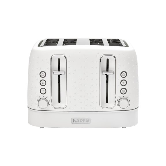 Haden Starbeck 4 Slice Wide Slot Stainless Steel Toaster, White & Chrome