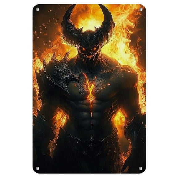 Hades Hell Monster Metal Wall Art - 8x12" Iron Painting for Living Room & Bedroom Decor, Unique Gift Idea