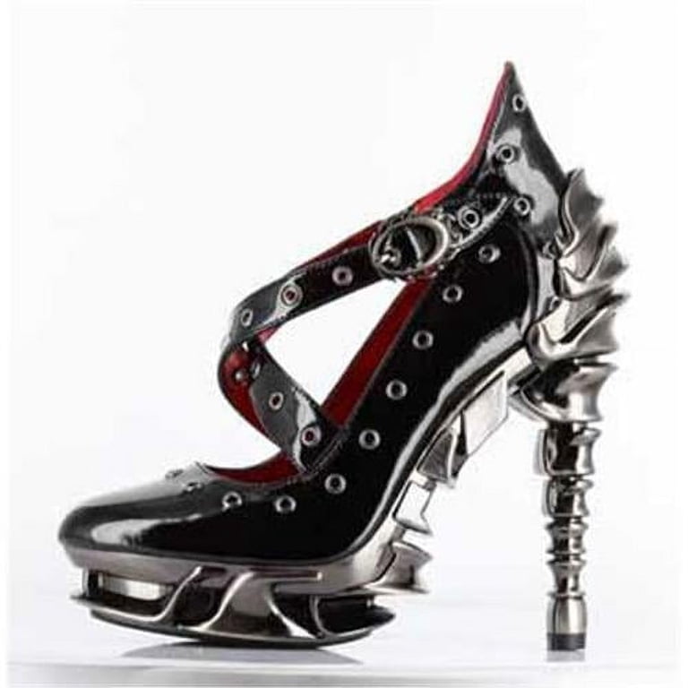 Hades Shoes H-Crow Chrome plated multi-piece spinal 6 heel Pump 9