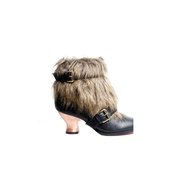 Hades Shoes H-ELEN Animal friendly fur and synthetic leather low boot shoes 8 / Black