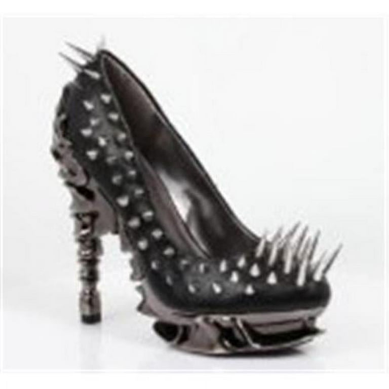 Spiked high cheap heel shoes