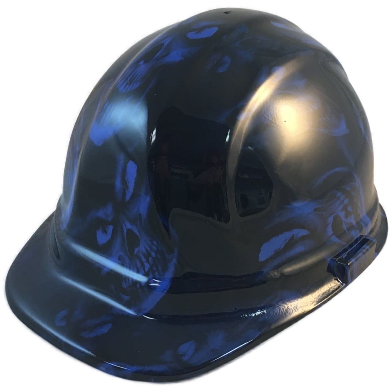 Hades Skull Blue Hydro Dipped Hard Hats Cap Style with 4 Pt Suspension