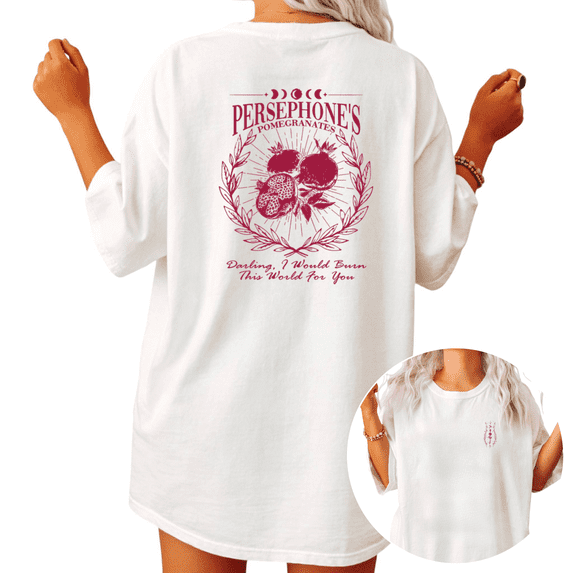 Hades and Persephone Pomegranate Graphic Tees Womans Tshirt Shirts Black White S-5XL Tops