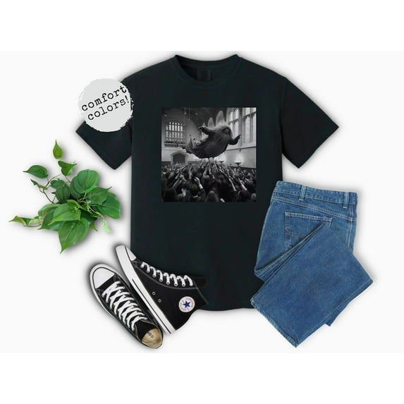 Hadgrid Jumping into Crowd Stage Dive Comfort Colors T-Shirt Harry Potter Meme Wizarding Fan Potterhead Christmas Birthday Gift Potter Book 90s Vintage, Violet Color, Size 2XL