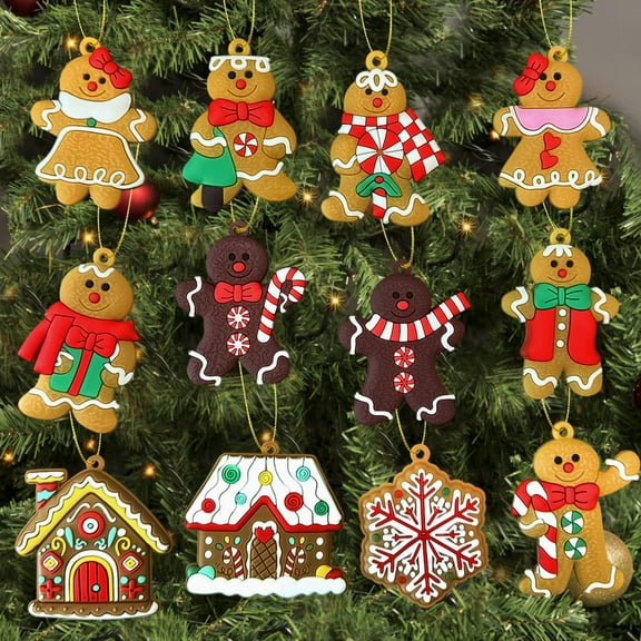 HadinEEon Christmas Ornaments, Christmas Tree Decorations, Gingerbread Man, 12 Pcs, 3 inches