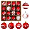 thumbnail image 1 of HadinEEon Christmas Ornaments Set, 16pcs Christmas Balls for Xmas Tree Decoration, 2.36 Inch Xmas Hanging Decor, Red and White, 1 of 6