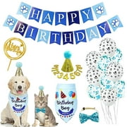 HadinEEon Dog Birthday Party Supplies, Happy Birthday Banner, Balloons, Birthday Hat, Birthday Bandana, Bowtie, Cake Topper, Dog Party Decorations for Small Medium Large Dog Cat