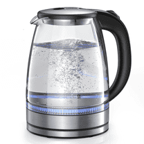 Electric Kettle, 1.7L Glass Boiler Electric Tea Kettle with Blue LED Indicator Light, Silver