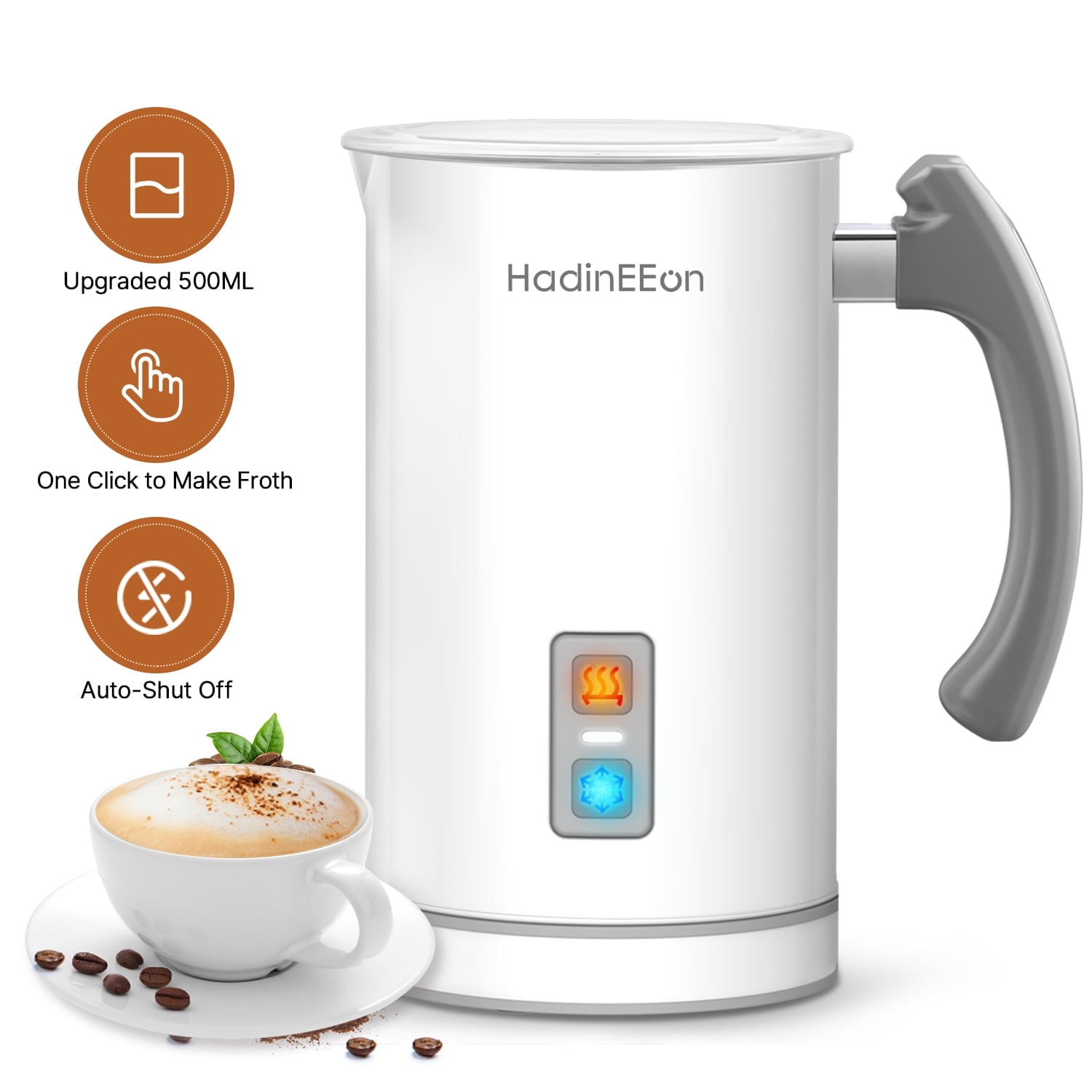 HadinEEon Milk Frother,500ml Electric Milk Steamer, Automatic Hot